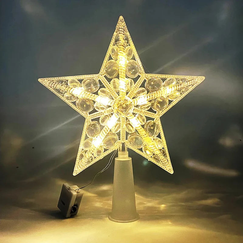 15cm LED Christmas Tree Top Star Light - Glowing Xmas Tree Decoration