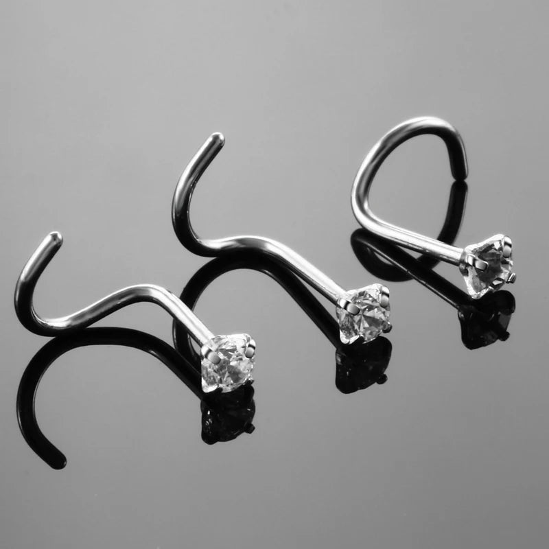 Stainless Steel Nose Piercing Jewelry Set 10/20/50 Pcs with CZ Crystals for Women