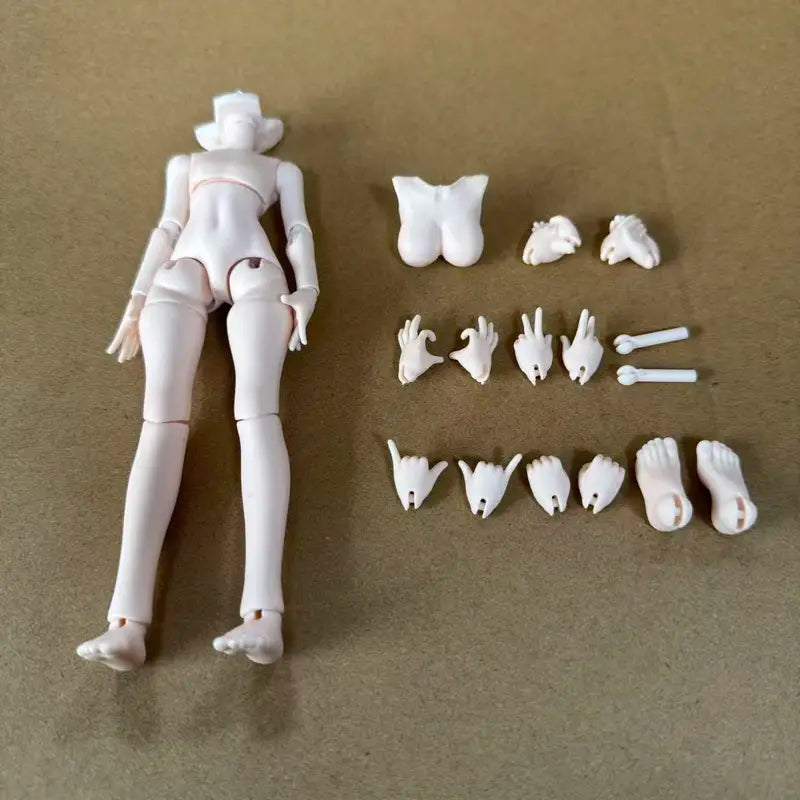 Movable 16cm Pink and White BJD Doll with Joint Handles and Accessories