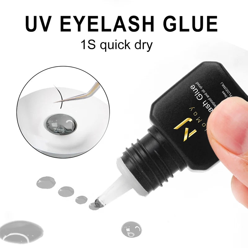 UV Eyelash Extension Adhesive - Fast Drying, Strong Hold, Long Lasting, Clear or Black