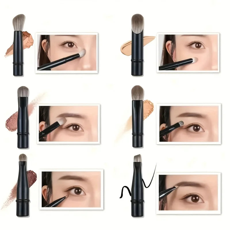 6-Piece Portable Makeup Brush Replacement Head Set with Nose Shadow Brush - Travel-Friendly