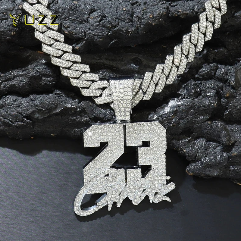 Fashion Men Hip Hop Pendant Necklace with 13mm Cuban Chain Jewelry US-23
