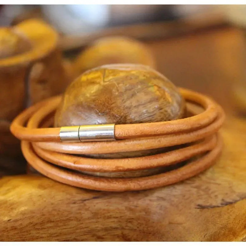DIY Cowhide Rope Bracelet with Retro Buckle - High Quality Winding Layers
