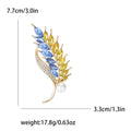 Trendy Rhinestone Wheat Ear Brooch for Women Ukrainian Wheat Pin Enamel Plant Badge