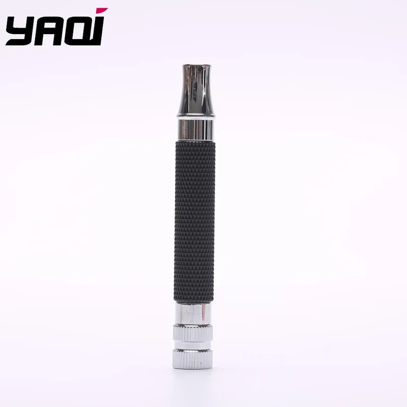 Brass Safety Razor Handle for Men Black and Chrome Finish 91mm