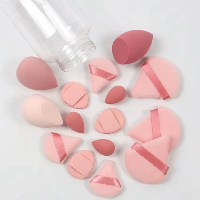 12/15Pcs Makeup Sponge Set with Blenders and Powder Puffs - Multiple Colors
