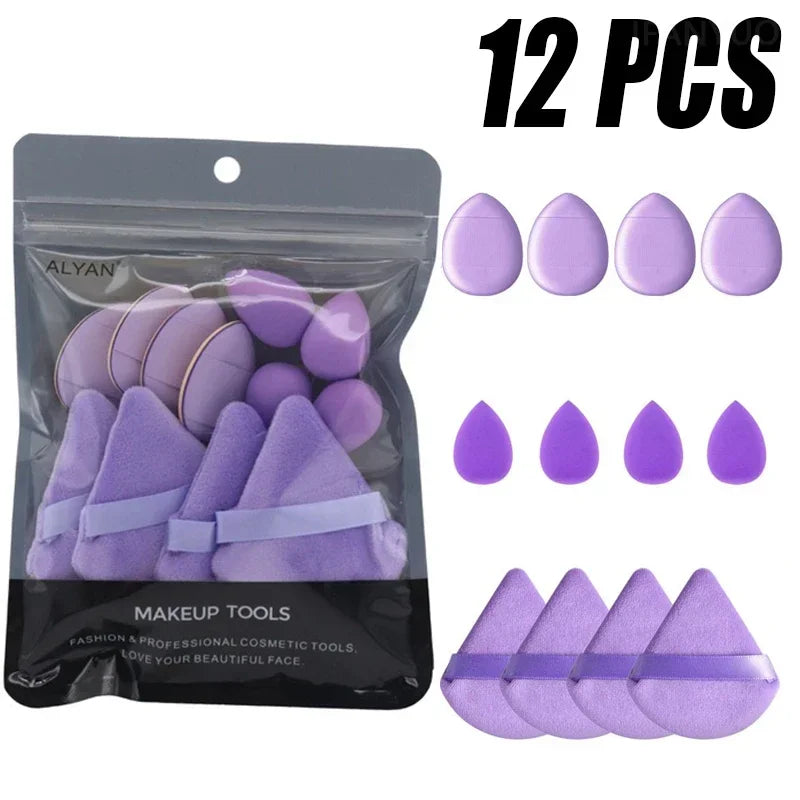 12PCS Multicolor Makeup Puff Set - Soft Reusable Foundation Sponges for Powder & Loose Powder