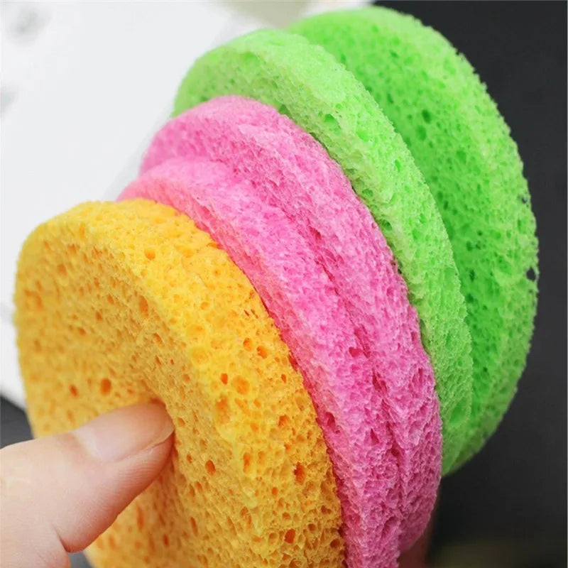 6Pcs Natural Wood Pulp Face Wash Puffs - Reusable Facial Cleansing Sponges
