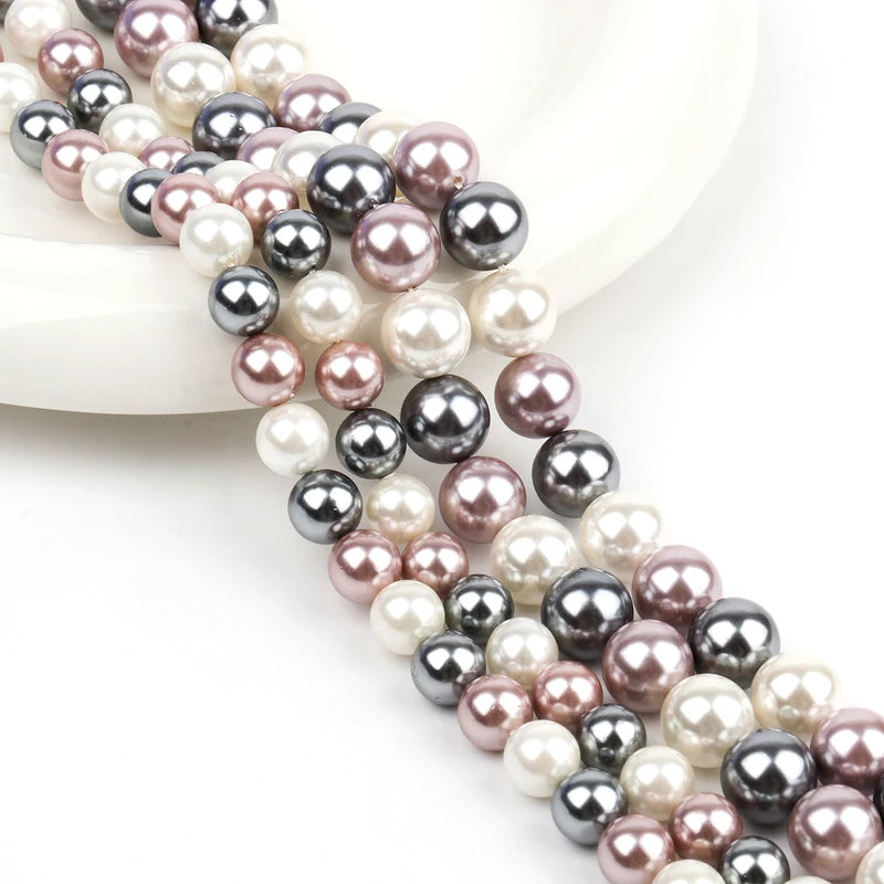 Natural Freshwater Glass Shell Beads for Jewelry Making - 6 Sizes, Multicolor