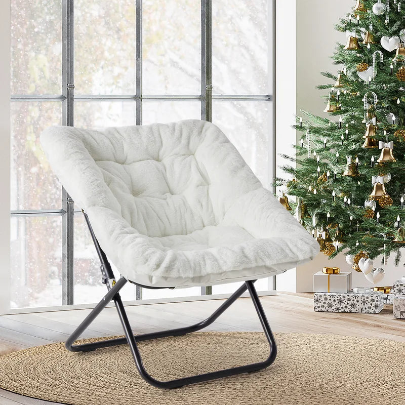28-Inch Faux Fur Lounge Chair - Oversized Folding Reading & Living Room Seat