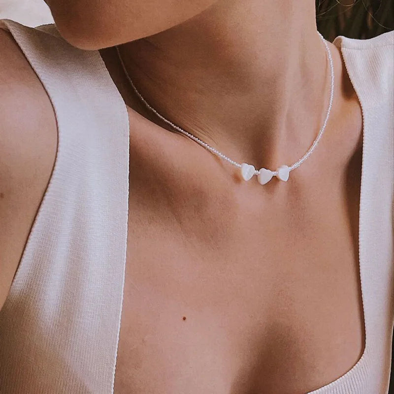 Fashion Crystal Heart Pendant Necklace for Women Boho Jewelry Valentine's Gift