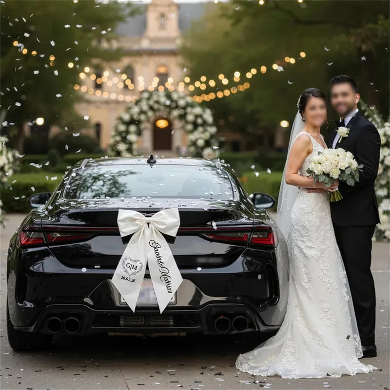 Personalized Car Wedding Bow Heart Garland - Bridal Shower Decoration