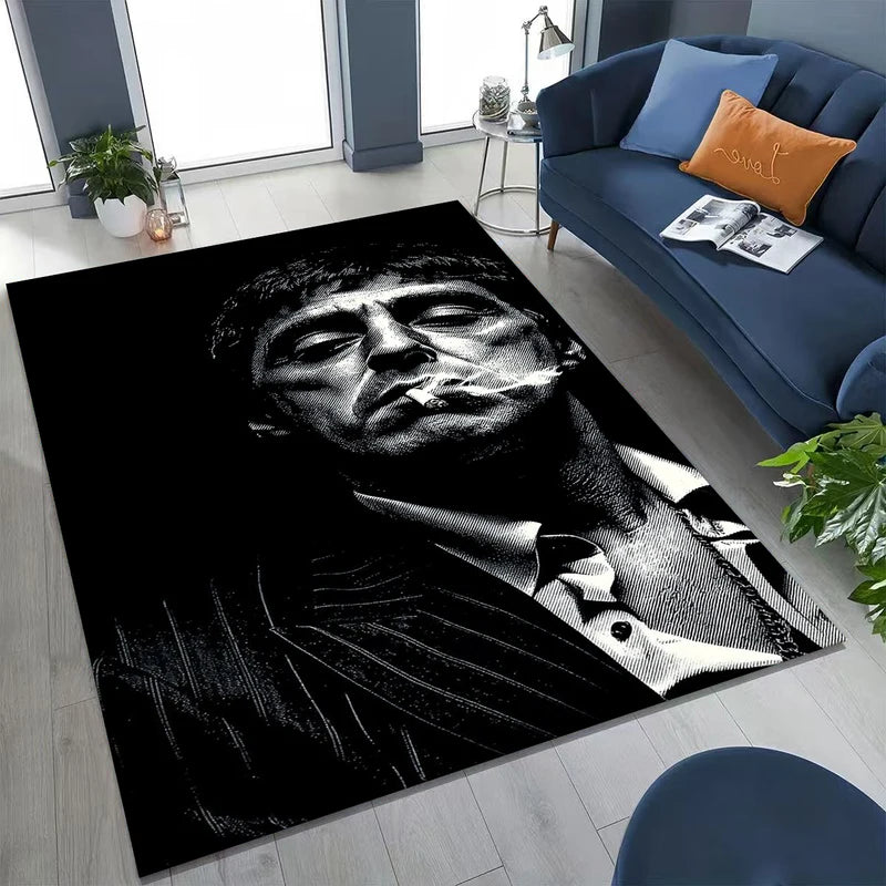 Classic Scarface Tony Montana Movie Art Carpet Rug for Living Room Bedroom Non-slip Floor Mat