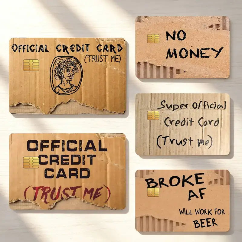 Waterproof Cardboard Credit Card Skin Stickers Set - Anti-Scratch & Fingerprint Resistant, 4PCS