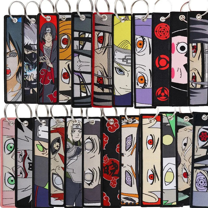 Anime Naruto Embroidery Key Fob Keychain Car Accessory for Cosplay & Gifts