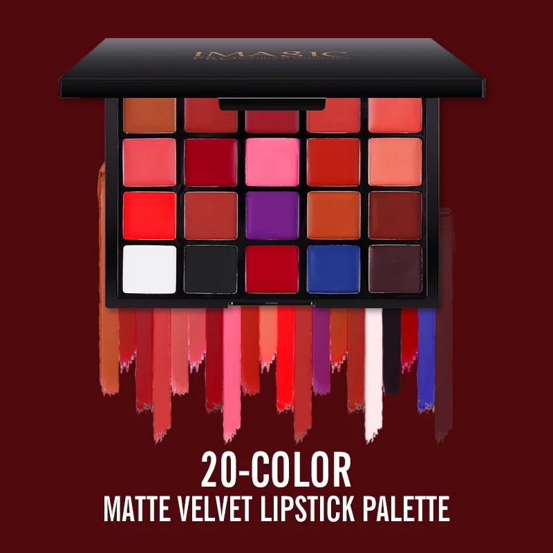 20 Colors Lipstick Palette Matte Velvet Lip Makeup Long Lasting & High Pigment