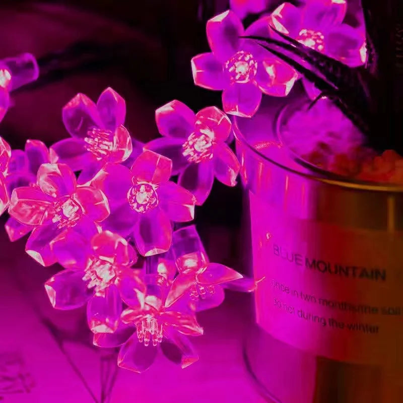 Solar Cherry Garden Blossom String Lights Waterproof Outdoor Decoration