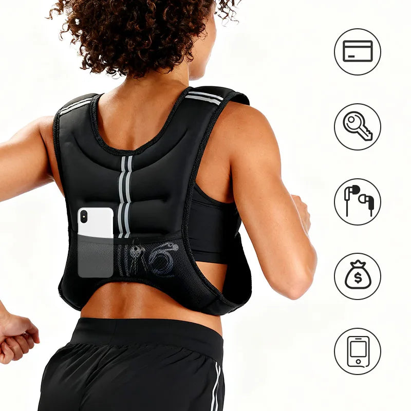 12lb Adjustable Weighted Vest for Fitness & Strength Training – Reflective Stripes