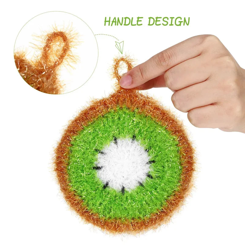 Set of 3 5 Cartoon Fruit-Shaped Cleaning Sponges - Scrubber Dish Towels