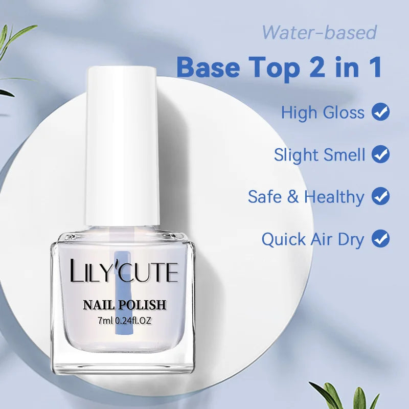 7ml Water-Based Nail Polish Base & Top Coat - Quick Dry, Long Lasting, No Lamp Needed