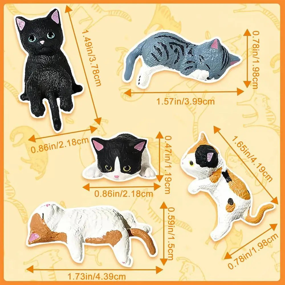 Cute Cat Figurines Set Resin Desk Decor for Car, Home & Office