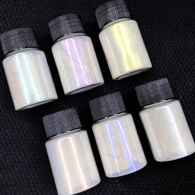 6Pcs Aurora Mermaid Nail Art Powder Set High-Gloss Pearl Chrome Pigment for Manicure