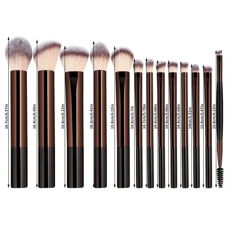 Professional Makeup Brush Set 14Pcs - Soft Synthetic Face & Eye Brushes
