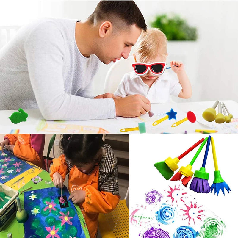 Painting Sponge Brush Set for Art & Craft Projects - Multi Colors
