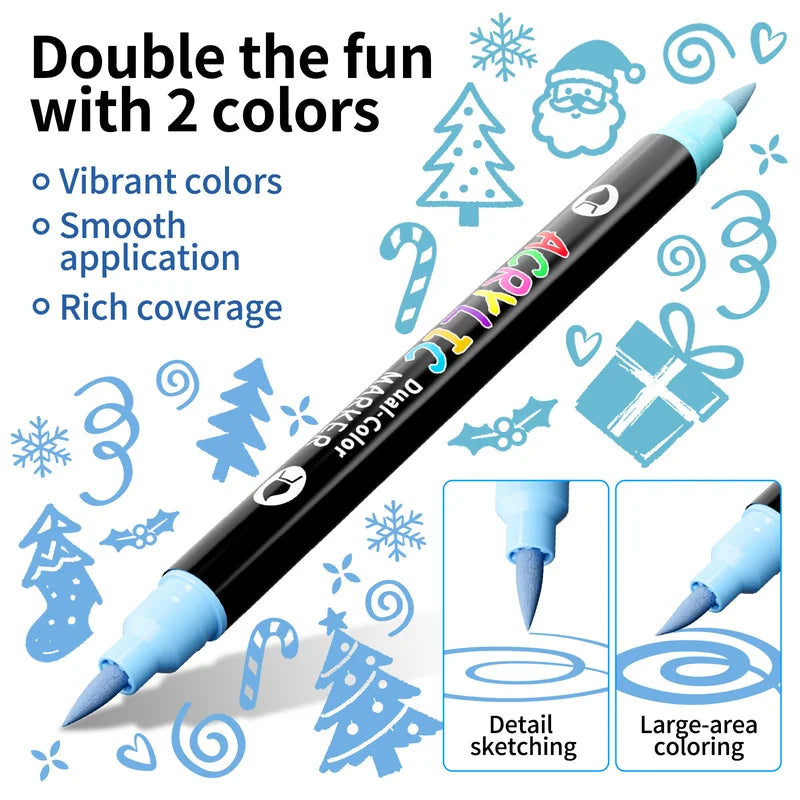 Dual-Color Acrylic Paint Markers Set - 48 Water-Based Quick-Dry Paint Pens for Crafts