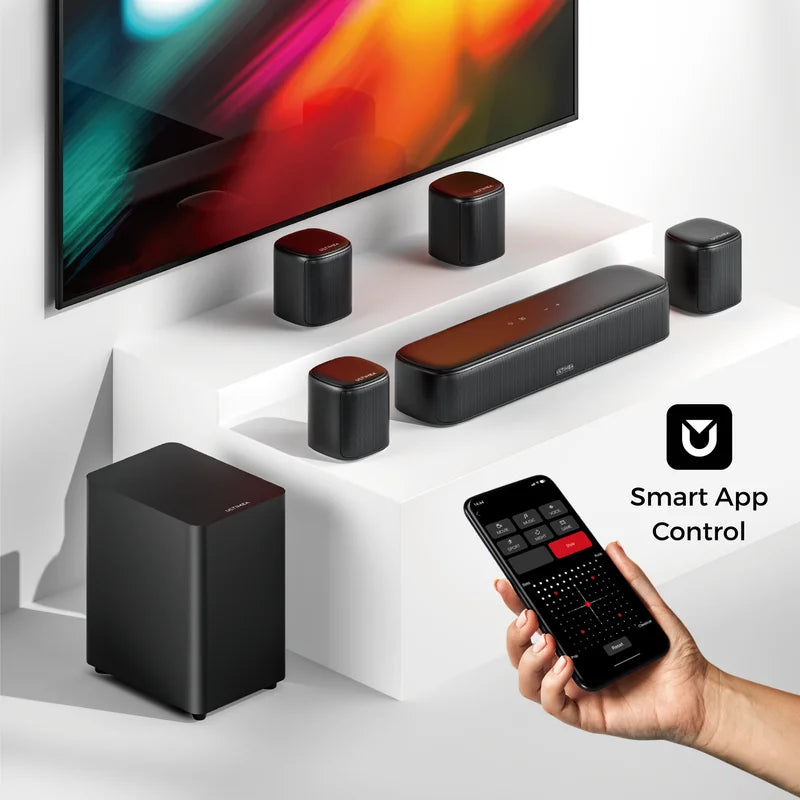 7.1 Channel TV Sound Bar System with Wireless Surround Speakers & App Control