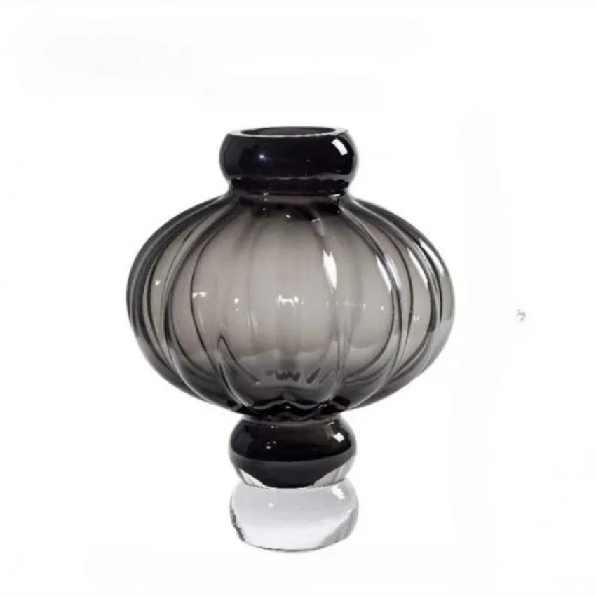 Glass Lantern-Shaped Vase for Flowers Home Decor Indoor Living Room Ornaments