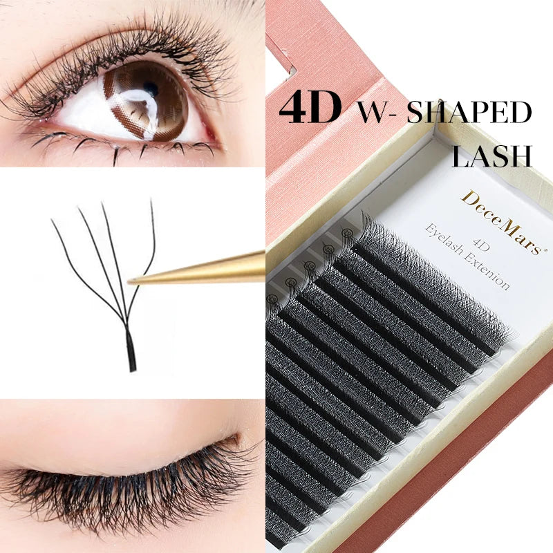 Eyelash Extension 5-Case Set - W Shaped 4D Lashes for Salon & Personal Use
