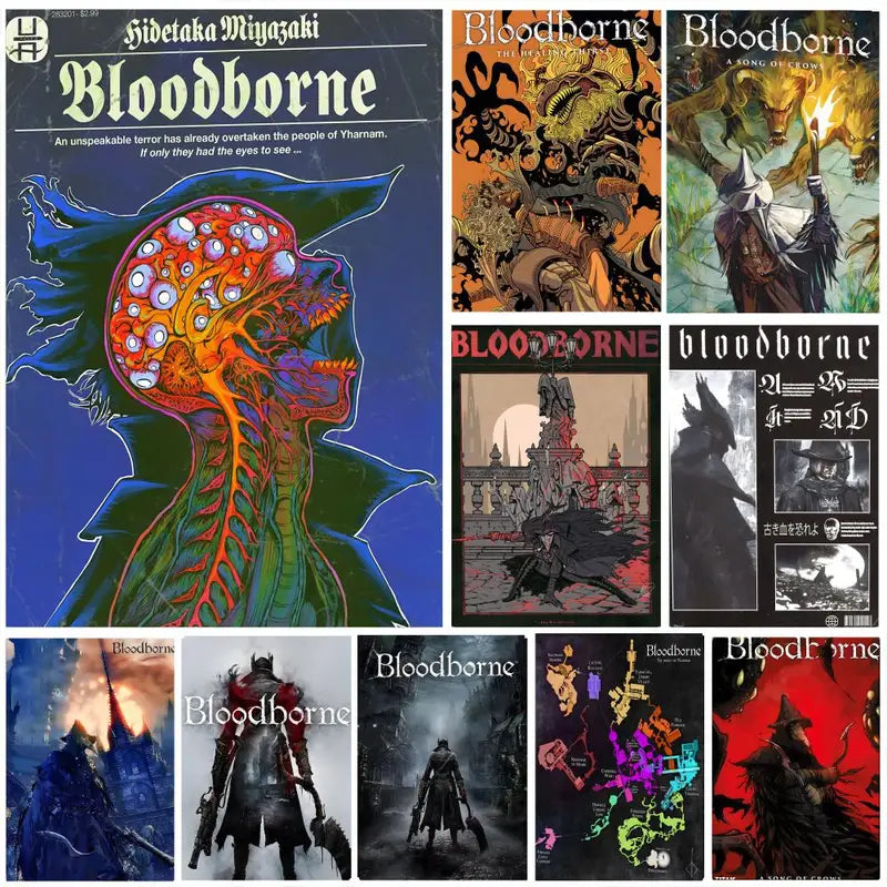 Bloodborne Game Wall Art Poster - Waterproof Self-Adhesive Sticker for Home & Bar Decor
