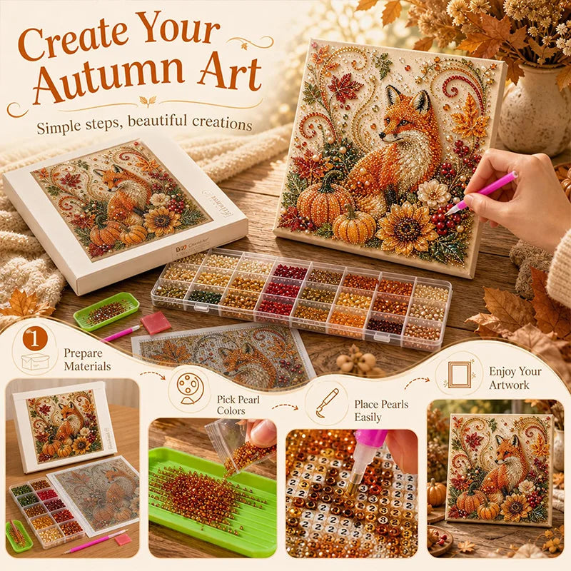 Autumn Pearl Painting Kit - 5D Diamond Art Crafts for Pumpkin Decor