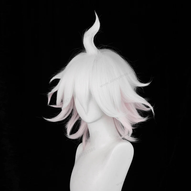 Pink White Gradient Cosplay Wig 37cm Short Synthetic Heat-Resistant Hair for Anime Costume