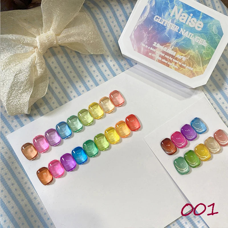 Summer Jelly Color Solid Nail Polish Gel Set - 9 Colors, Overlays & Strong Hold