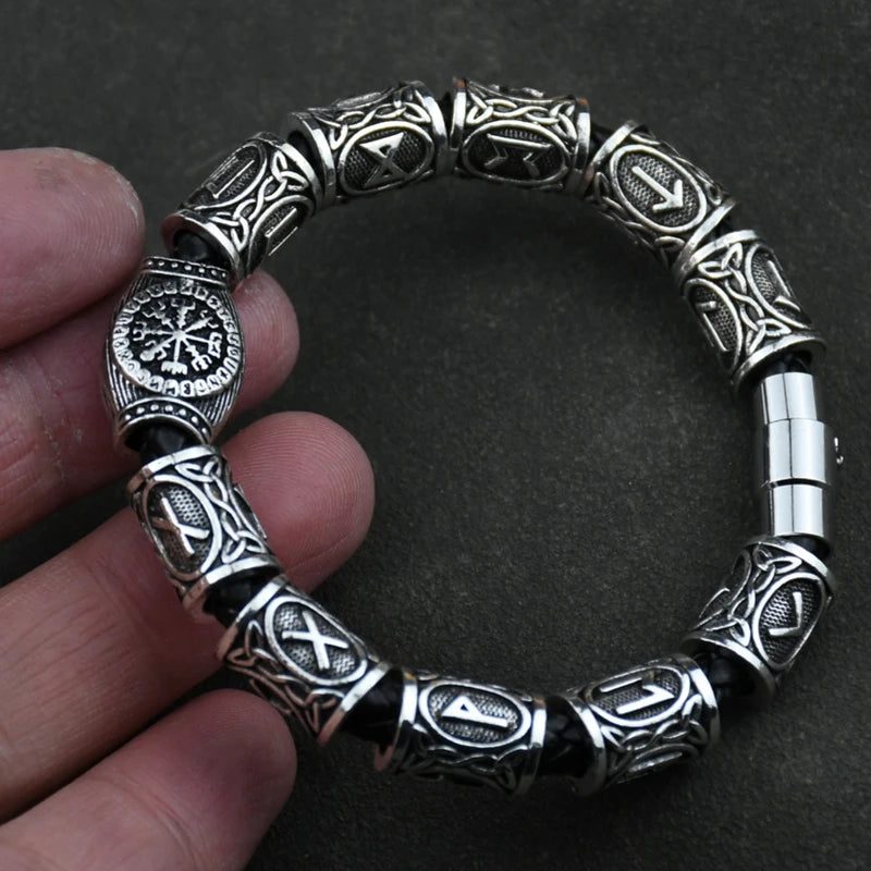 Norse Runic Beads Charm Viking Magnetic Bracelet Men Women Jewelry