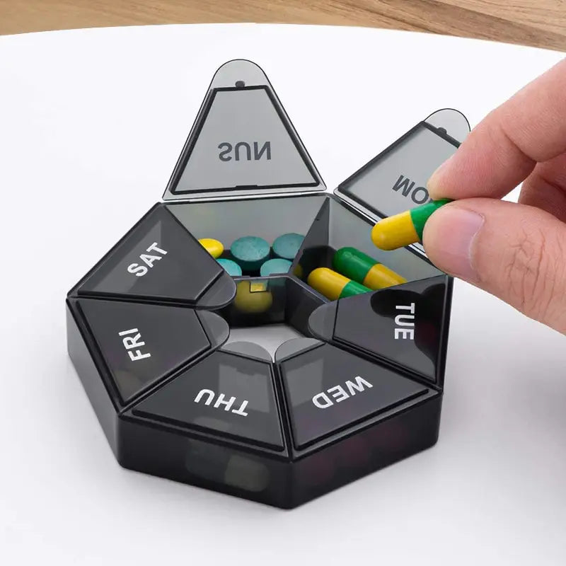 Mini 7-Day Pill Storage Box Travel Portable Medicine Organizer - Multifunction Plastic Sealer Box