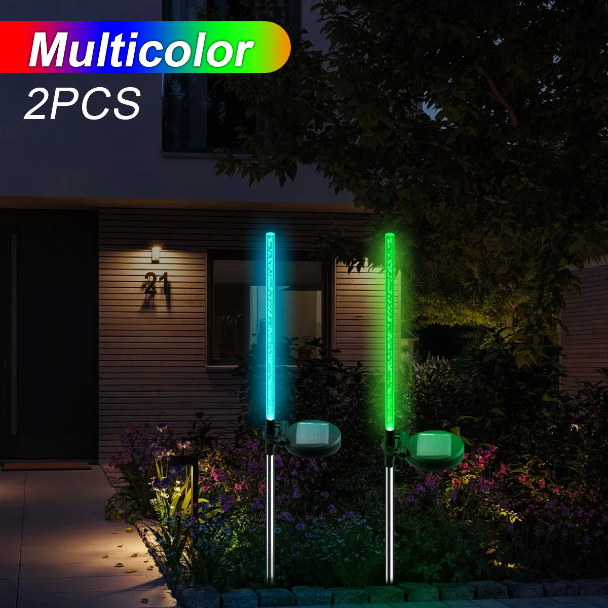 Color-Changing Solar Garden Stake Light with Bubble Sculpture - Waterproof Outdoor LED Lamp for Yard & Pathway