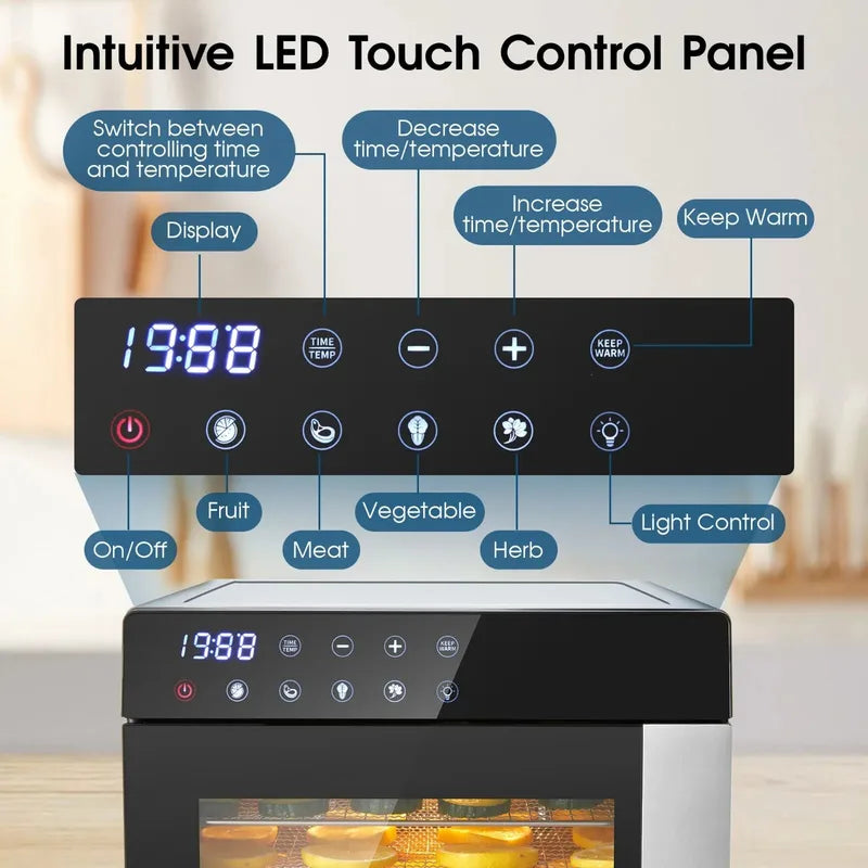 8-Tray Stainless Steel Food Dehydrator with Digital Timer & Presets