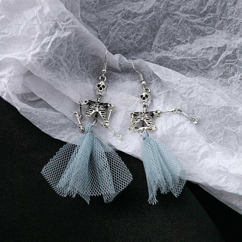 Halloween Skeleton Skull Earrings for Women Punk Style Holiday Jewelry