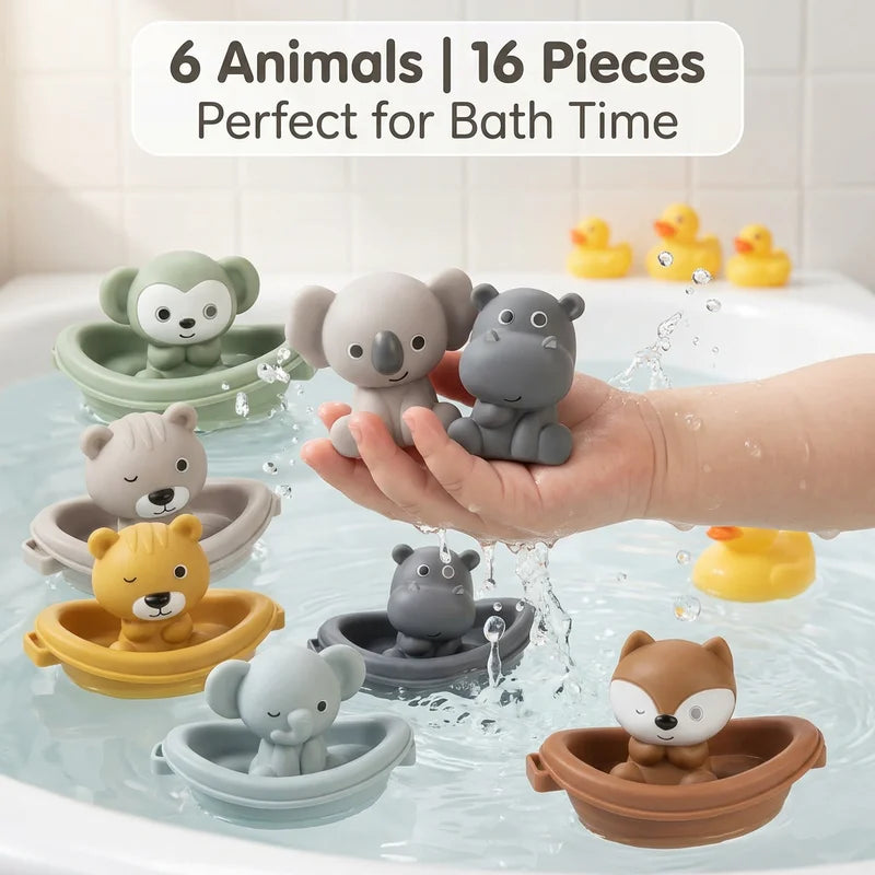 Silicone Baby Bath Toys Set - Sensory Water Play for Toddler Bathtub, Pool & Shower