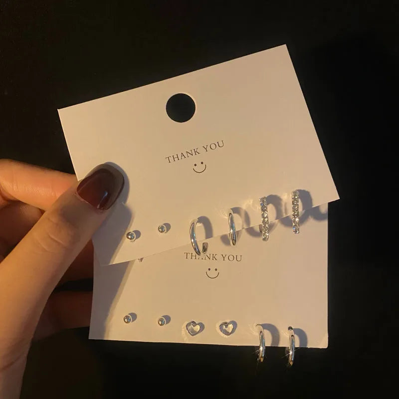 Korean Fashion Heart & Circle Drop Earrings for Women - Trendy Jewelry Set
