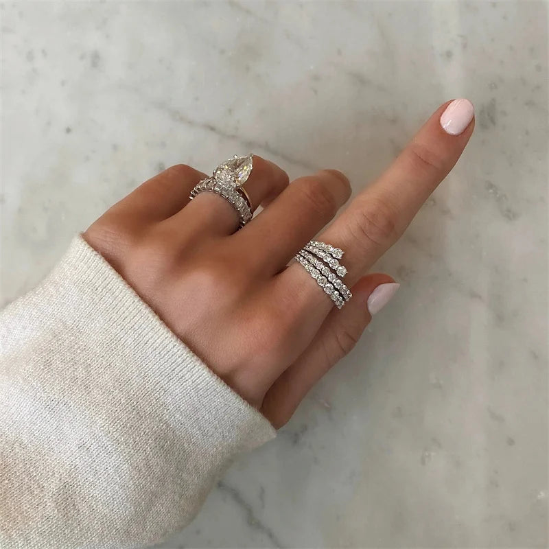 Women’s Silver Cubic Zirconia Wedding & Bridal Ring - Stylish Modern Jewelry