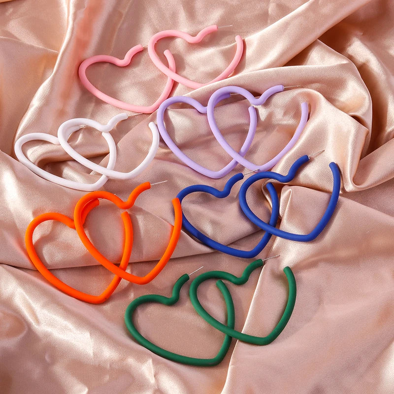 Geometric Neon Acrylic Hoop Earrings for Women - Star, Heart, Triangle Styles