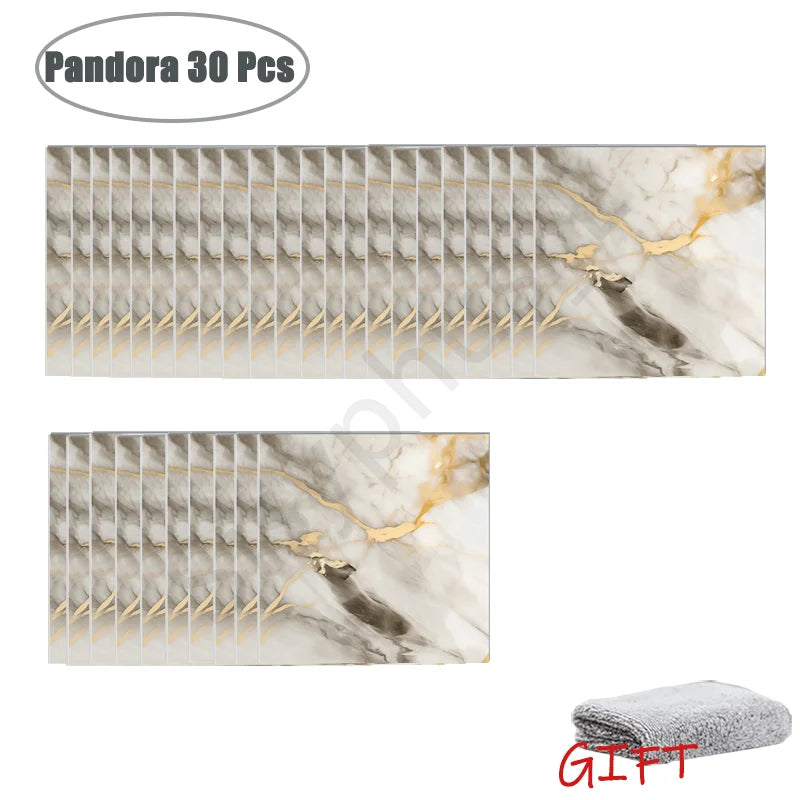 Self-Adhesive PVC Marble Wall & Tile Stickers Waterproof Kitchen Bathroom Decor 30cm x 30cm
