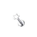 Titanium Zircon Star Labret Piercing Earring - Internally Threaded Lip Helix Tragus Jewelry