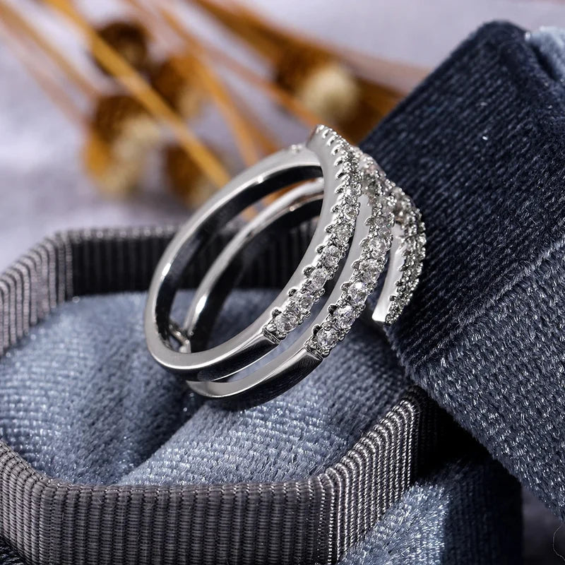 Surround Shaped Crystal CZ Finger Rings for Women Bridal Party Jewelry