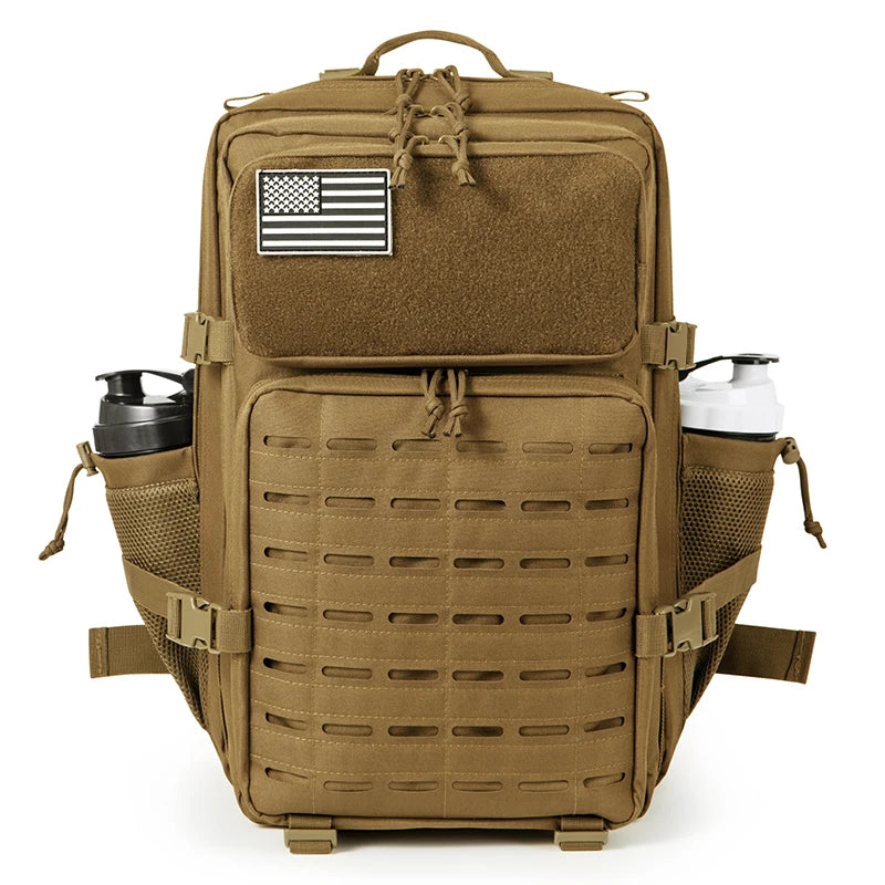 45L Men's Tactical Backpack with Double Cup Holders Outdoor Camping Hiking Survival Gear