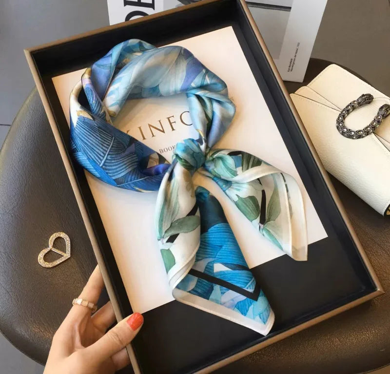 Silk Square Scarf for Women - Fashionable Headscarf & Bag Strap Accessory